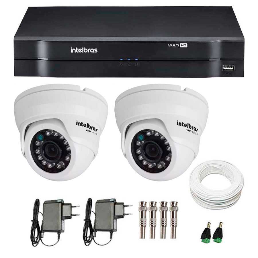 Kit CFTV 02 Câmeras dome infra hd 720p INTELBRAS segurança eletrônica