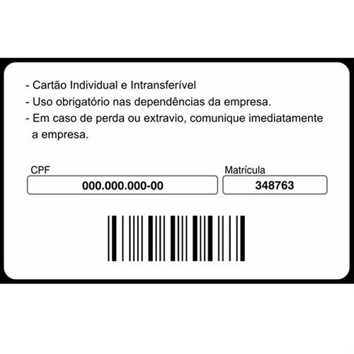 Credenciamento com código de barras em cartão PVC