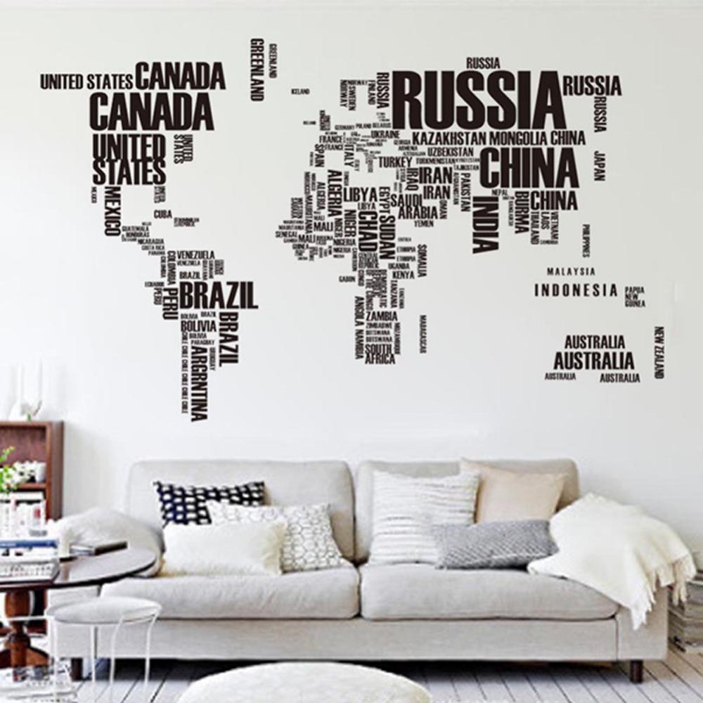 Adesivo De Parede Mapa Mundi 190x116cm com Letras Armario Ferro Com Chave ~ Adesivo De Parede Mapa Mundi 190x116cm com Letras