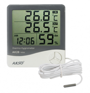 AK28 NEW Termo-Higrômetro Digital com Sensor externo e Relógio