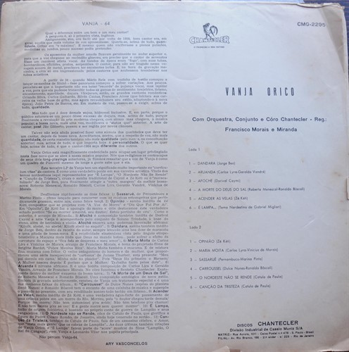 LP Vanja Orico – Brazilian Songs (1964) (Vinil Usado)