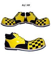 SAPATO DE PALHAÇO AMARELO/PRETO QUADRICULADO