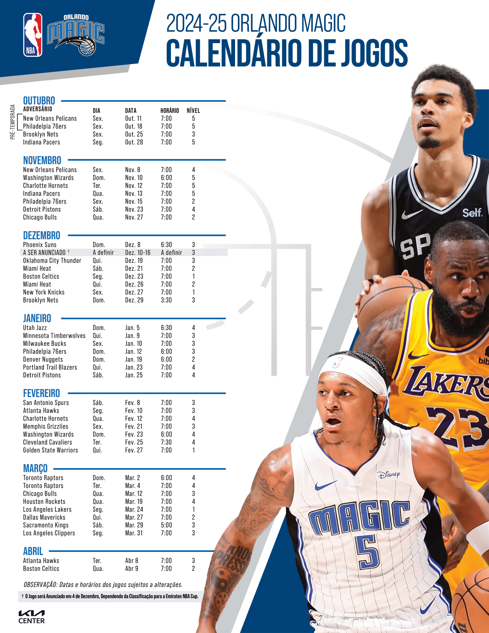 Calendário de Jogos NBA 2024-2025