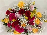 PROMOÇÃO - Bouquet 24 rosas colorido 